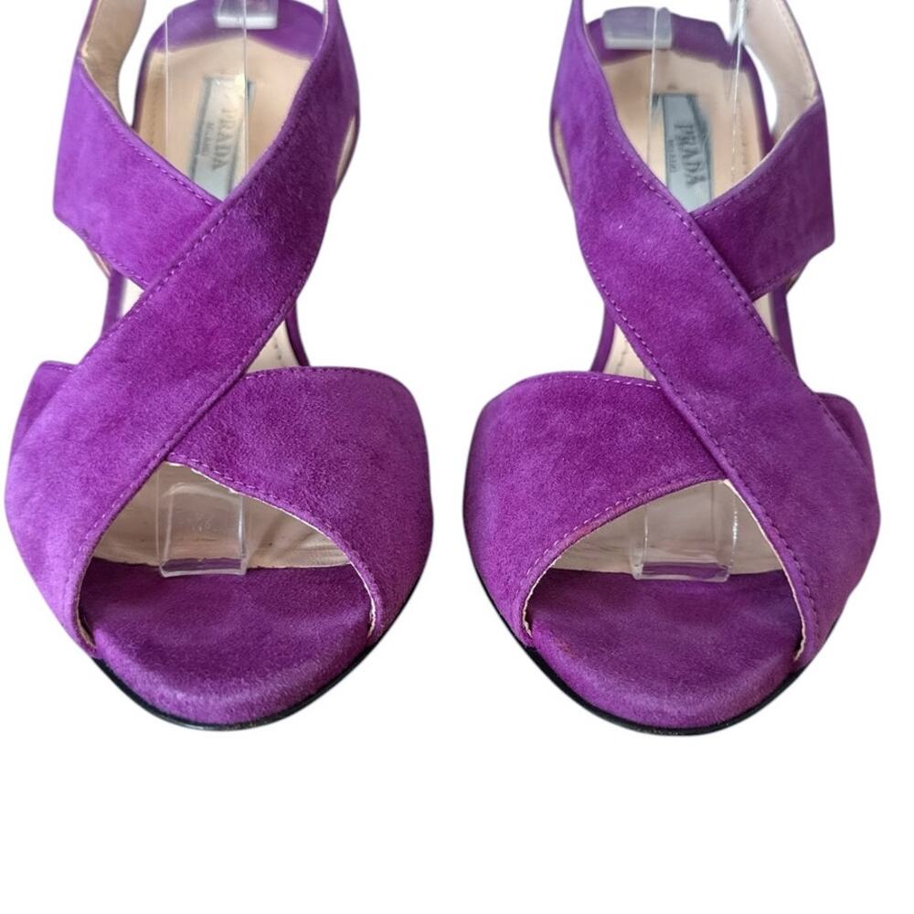Prada Purple Suede Slingback Strappy High Heel Sandals EU 36.5 - Picture 3 of 10